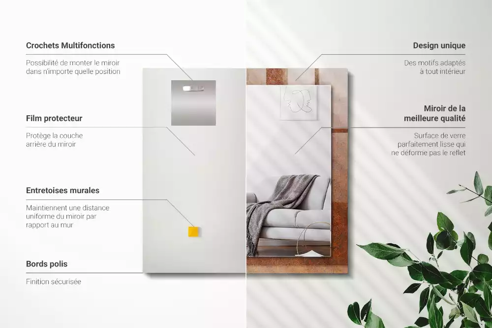 Bedrukte rechthoekige spiegel Roestig metalen oppervlak