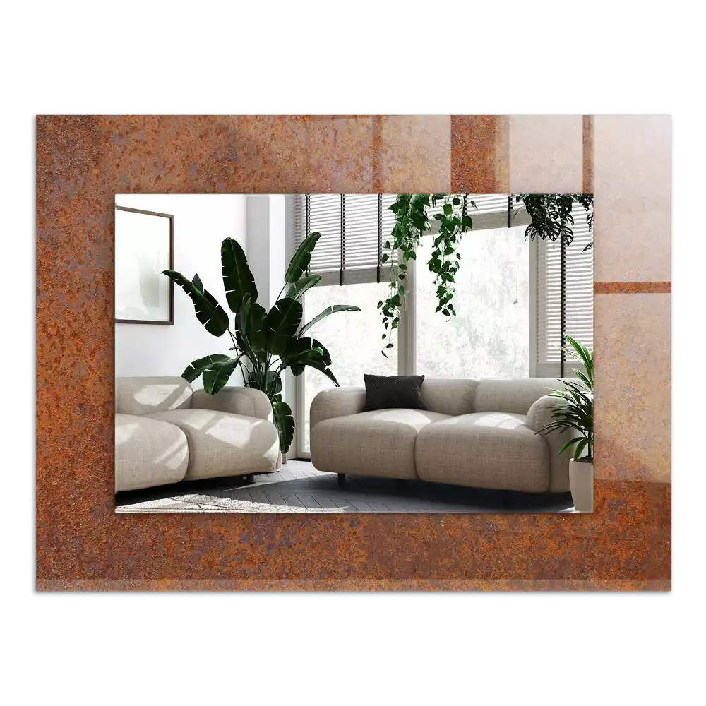 Bedrukte rechthoekige spiegel Roestig metalen oppervlak