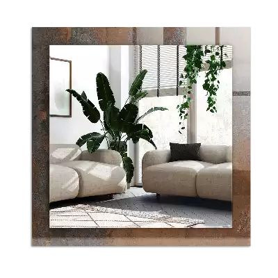 Rechthoekige spiegel met bedrukte lijst Modieus roestmetaal