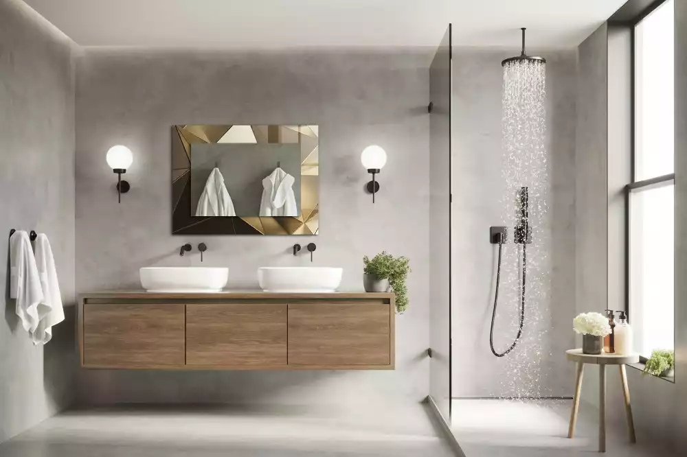 Rechthoekige spiegel met decoratie Geometrische vormen