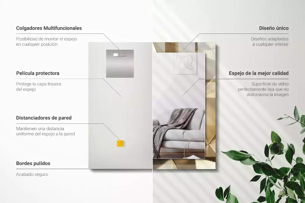 Rechthoekige spiegel met decoratie Geometrische vormen