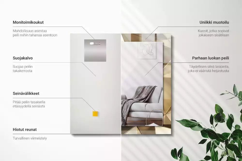 Rechthoekige spiegel met decoratie Geometrische vormen