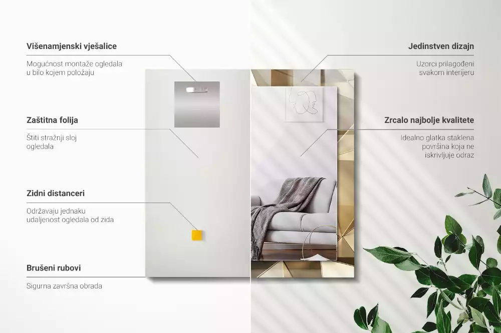 Rechthoekige spiegel met decoratie Geometrische vormen