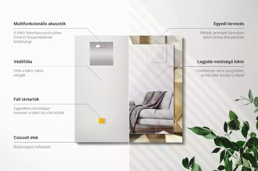 Rechthoekige spiegel met decoratie Geometrische vormen