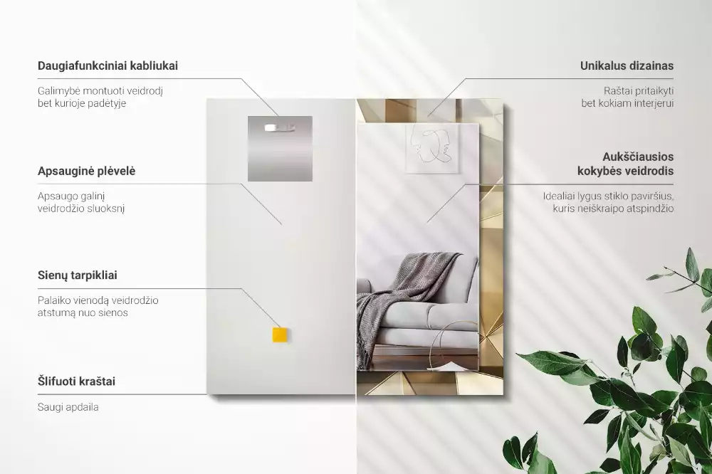 Rechthoekige spiegel met decoratie Geometrische vormen