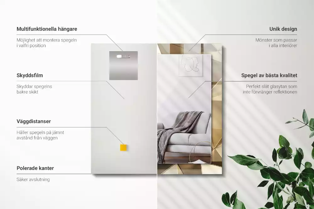 Rechthoekige spiegel met decoratie Geometrische vormen