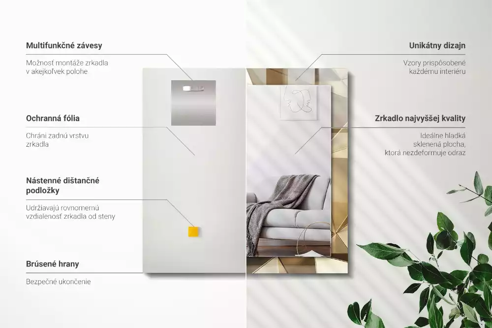 Rechthoekige spiegel met decoratie Geometrische vormen