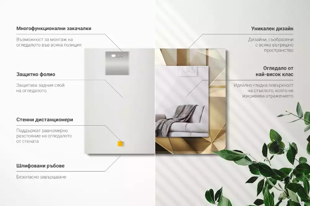 Rechthoekige spiegel met decoratie Geometrische vormen