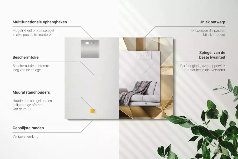 Rechthoekige spiegel met decoratie Geometrische vormen