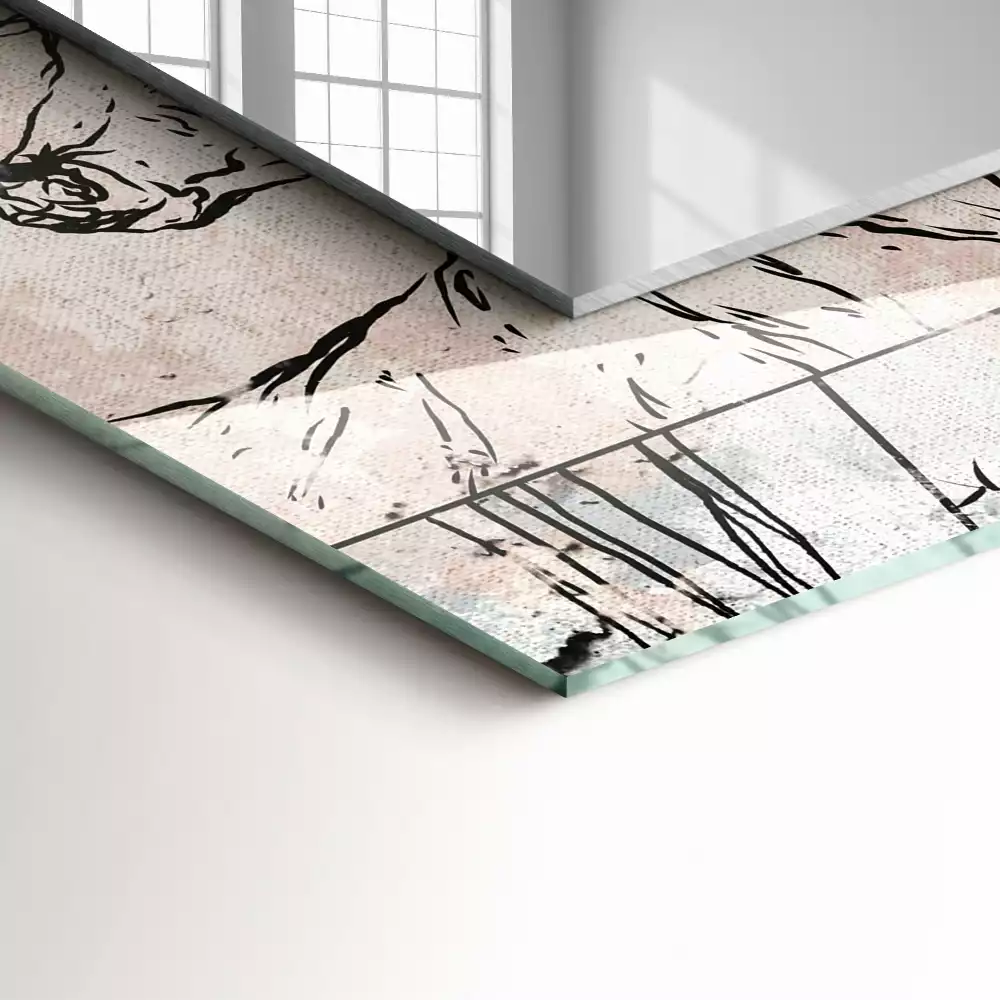 Rechthoekige spiegel lijst met print Hertenvos planten