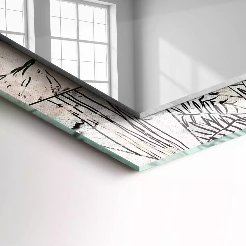 Rechthoekige spiegel lijst met print Hertenvos planten