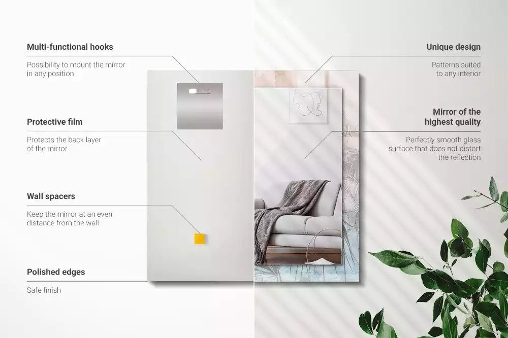 Bedrukte rechthoekige spiegel Pastelkleurige planten