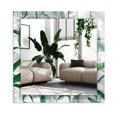 Rechthoekige spiegel lijst met print Groene bladeren van de plant