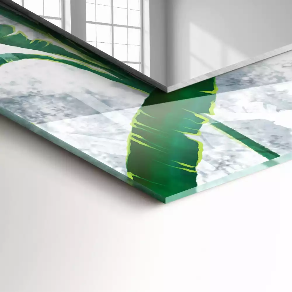 Rechthoekige spiegel lijst met print Groene bladeren van de plant