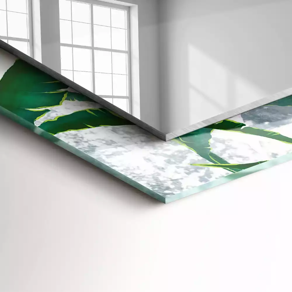 Rechthoekige spiegel lijst met print Groene bladeren van de plant