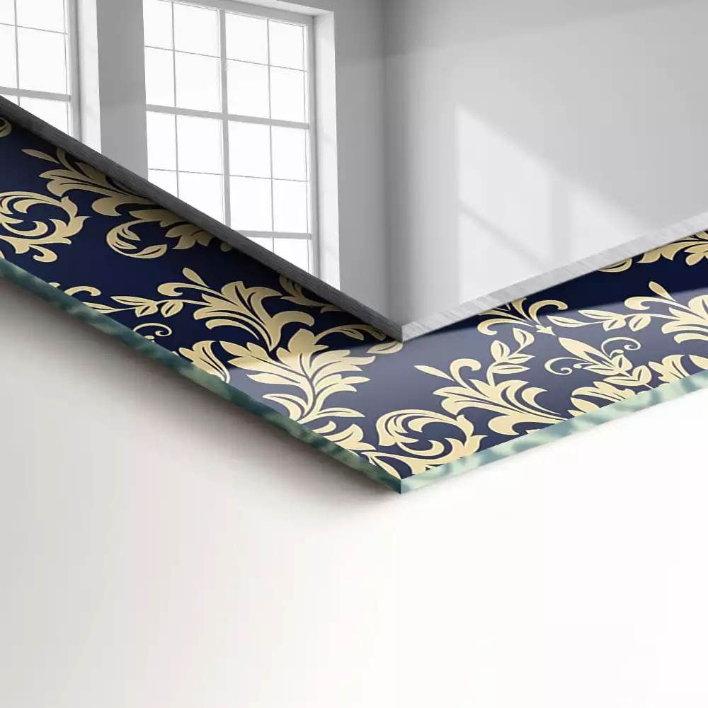 Bedrukte rechthoekige spiegel Victoriaans behangpatroon