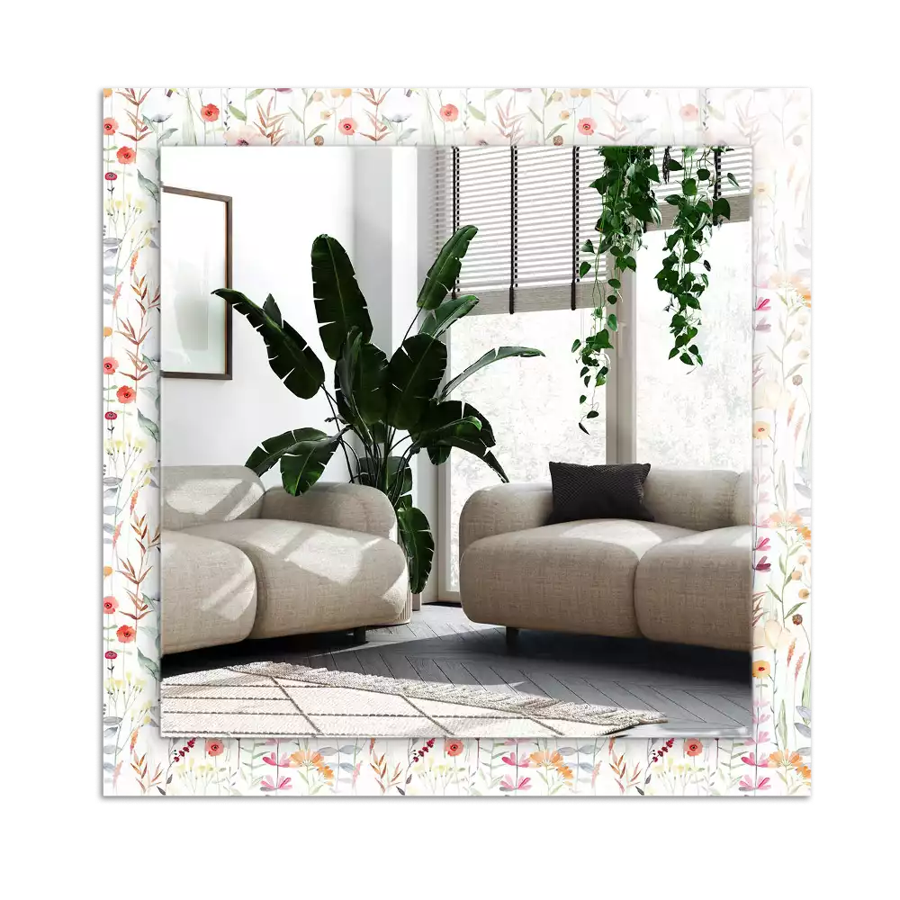 Rechthoekige spiegel met decoratie Bloemen aquarelpatroon
