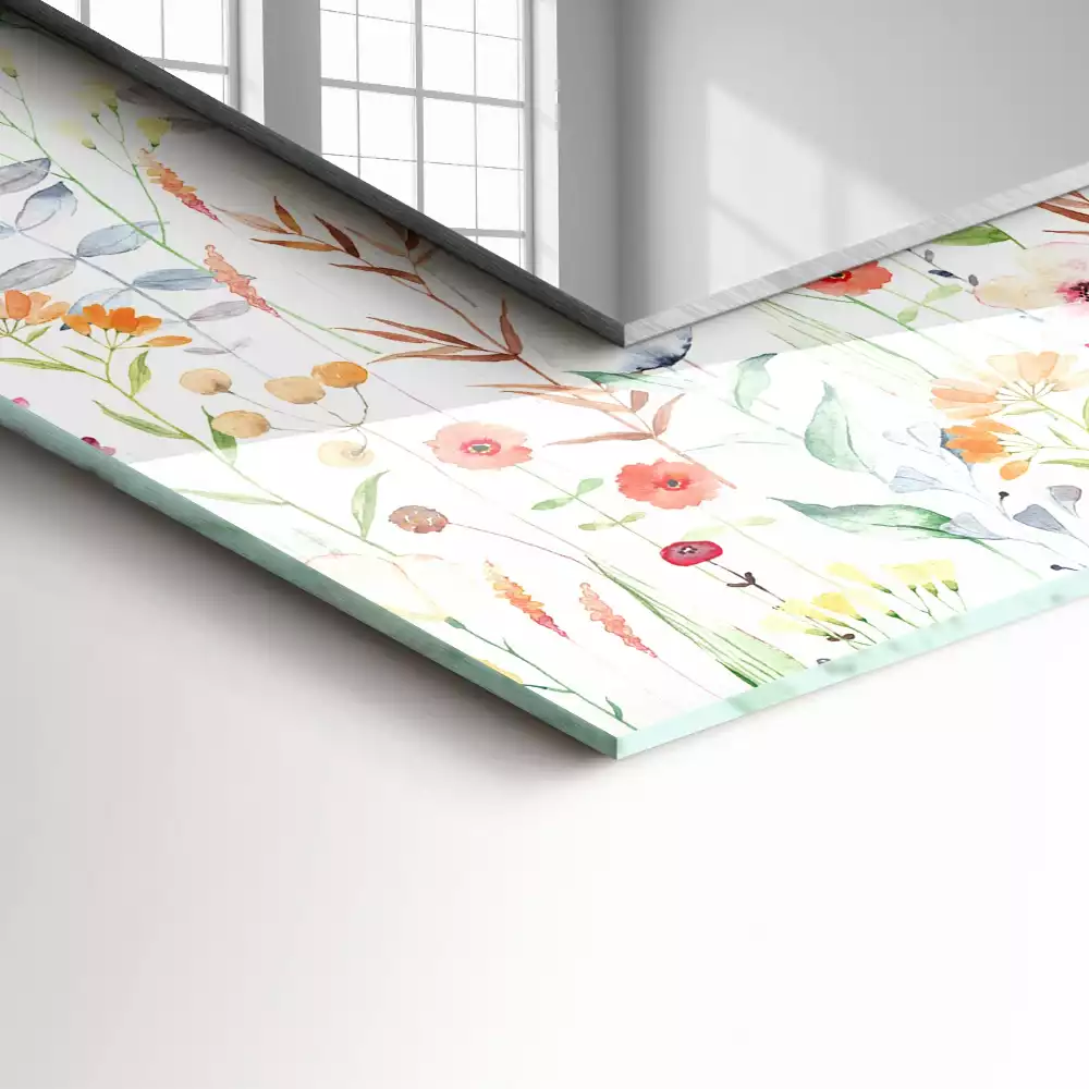 Rechthoekige spiegel met decoratie Bloemen aquarelpatroon
