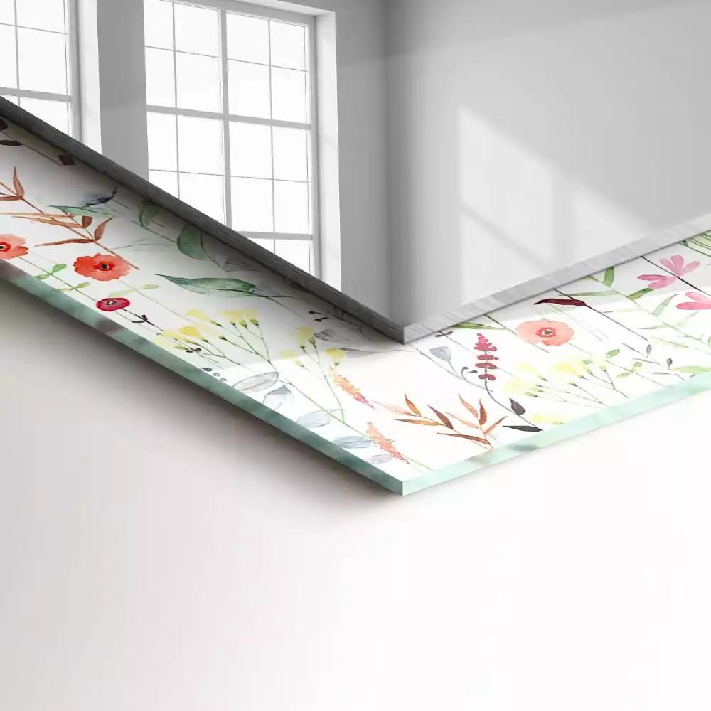 Rechthoekige spiegel met decoratie Bloemen aquarelpatroon