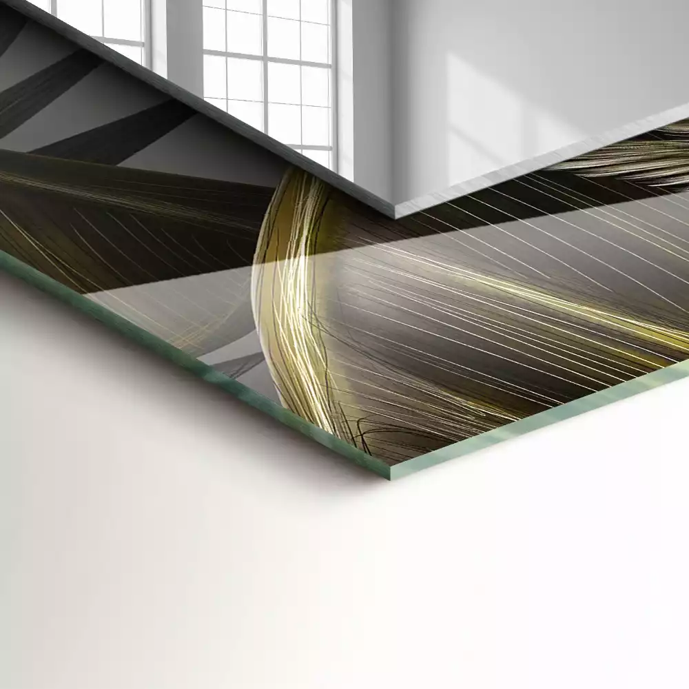 Rechthoekige spiegel lijst met print Bloemen en kolibries