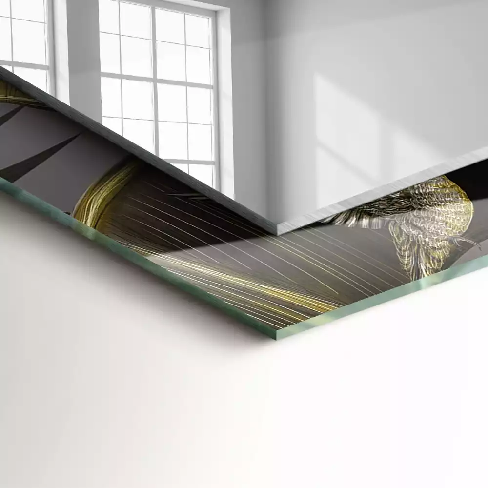 Rechthoekige spiegel lijst met print Bloemen en kolibries