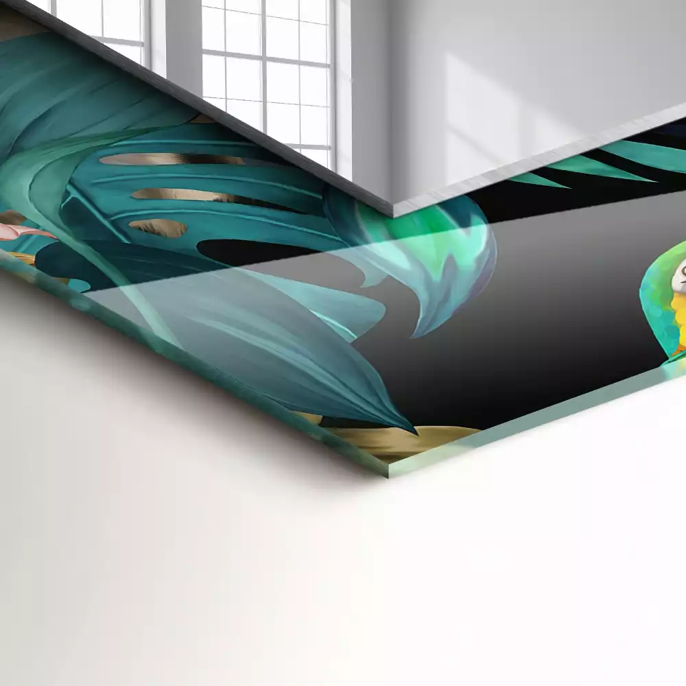 Bedrukte rechthoekige spiegel Tijgers papegaaien jungle