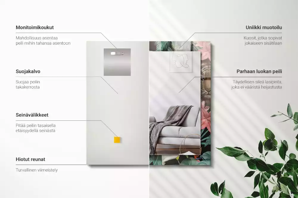 Bedrukte rechthoekige spiegel Tijgers papegaaien jungle