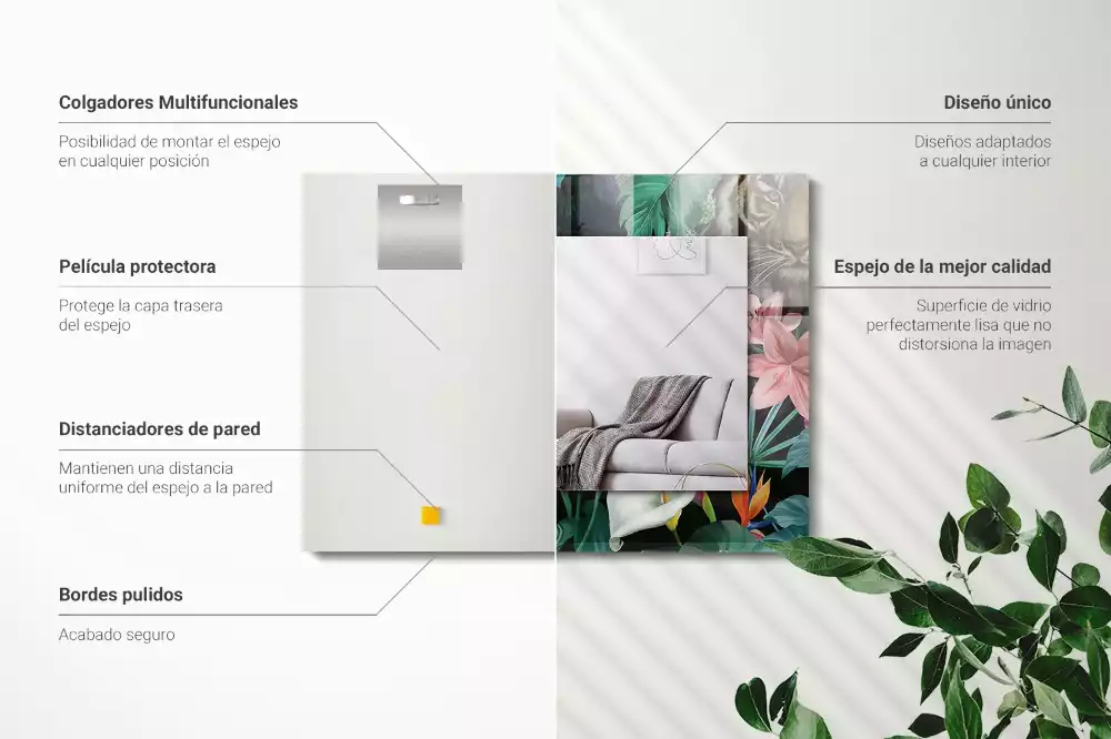 Bedrukte rechthoekige spiegel Tijgers papegaaien jungle