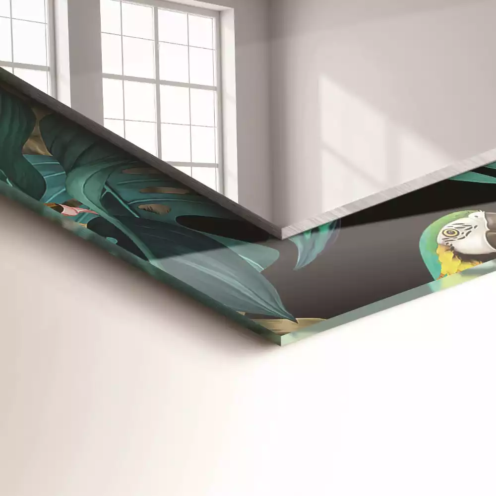 Bedrukte rechthoekige spiegel Tijgers papegaaien jungle