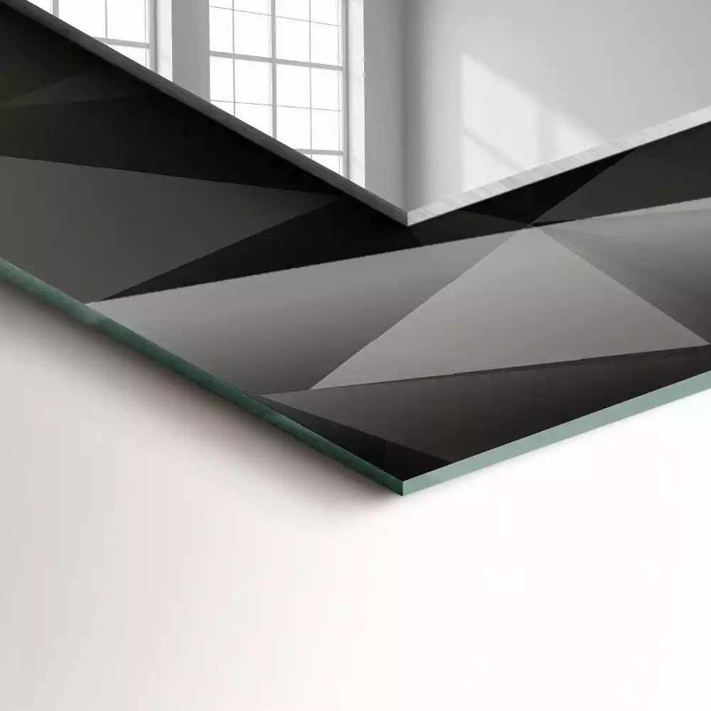 Rechthoekige spiegel met bedrukte lijst Zwarte geometrische vormen