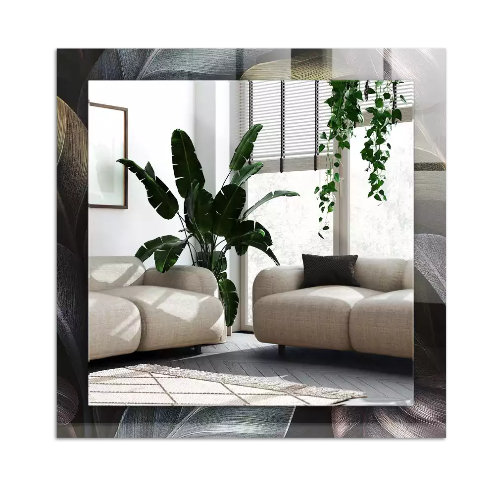 Rechthoekige spiegel met decoratie Kleurrijke plantenbladeren
