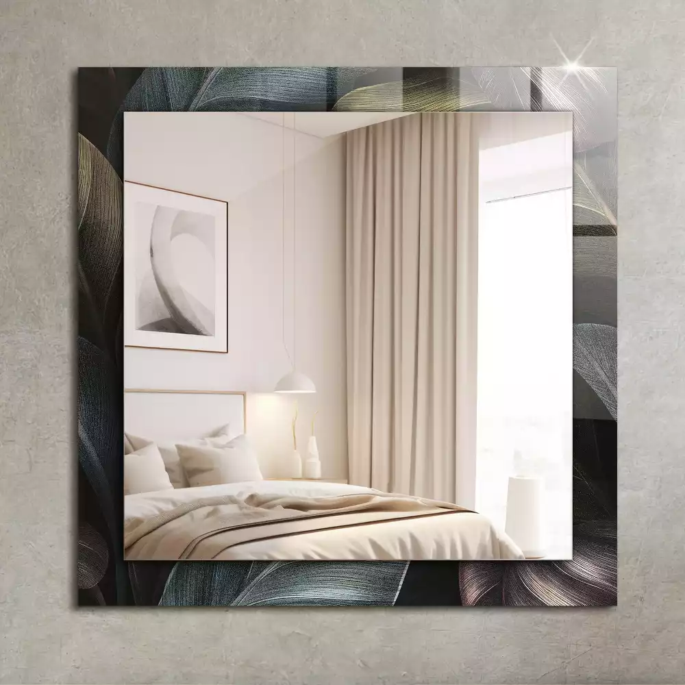 Rechthoekige spiegel met decoratie Kleurrijke plantenbladeren