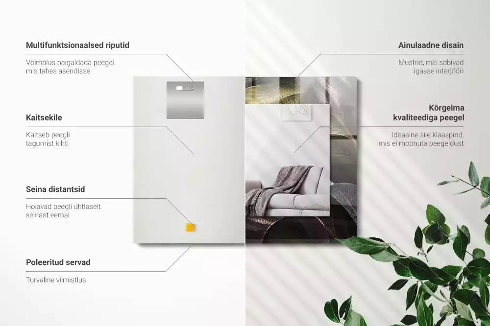 Rechthoekige spiegel met decoratie Kleurrijke plantenbladeren