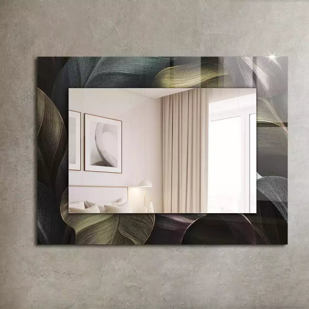 Rechthoekige spiegel met decoratie Kleurrijke plantenbladeren