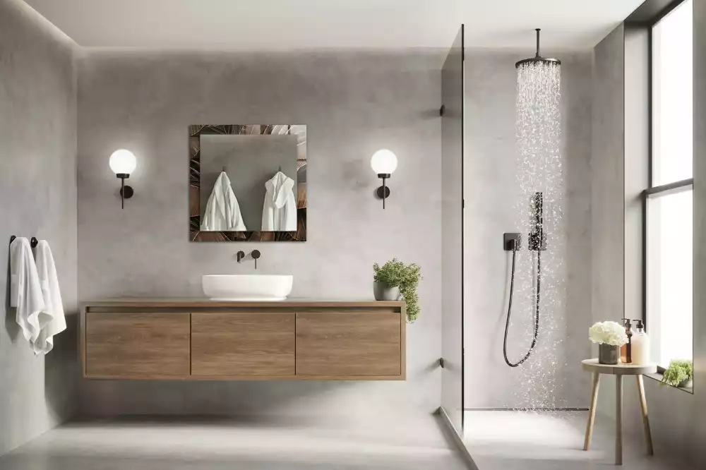 Rechthoekige spiegel lijst met print tropische bladeren