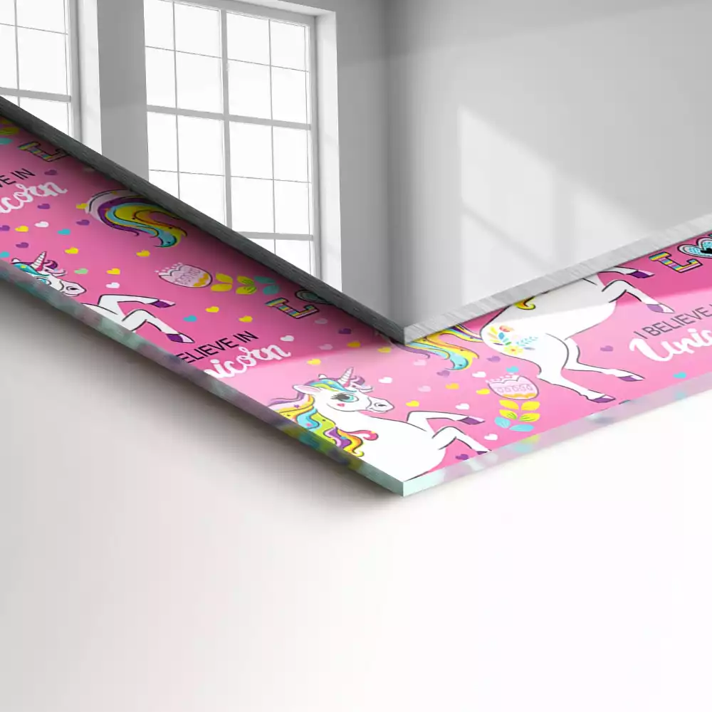 Bedrukte rechthoekige spiegel Eenhoorns regenbogen harten