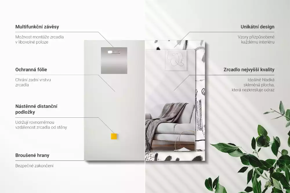 Rechthoekige spiegel met decoratie Abstracte moderne patronen