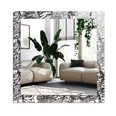 Rechthoekige spiegel lijst met print Zwart-witte patronen