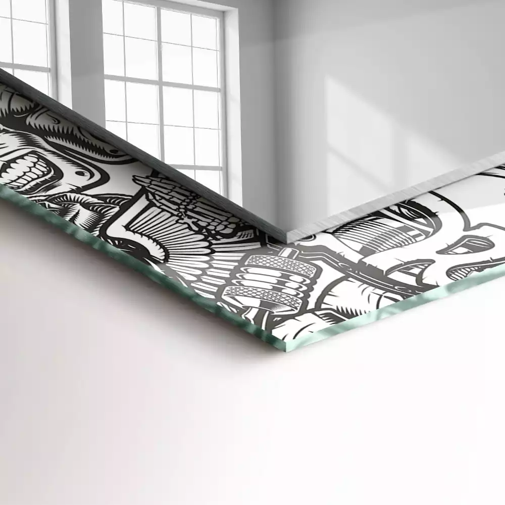 Rechthoekige spiegel lijst met print Zwart-witte patronen