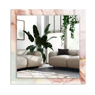 Rechthoekige spiegel met bedrukte lijst Abstracte aquarelkunst