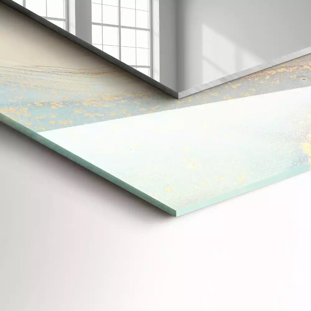Rechthoekige spiegel met bedrukte lijst Abstracte aquarelkunst