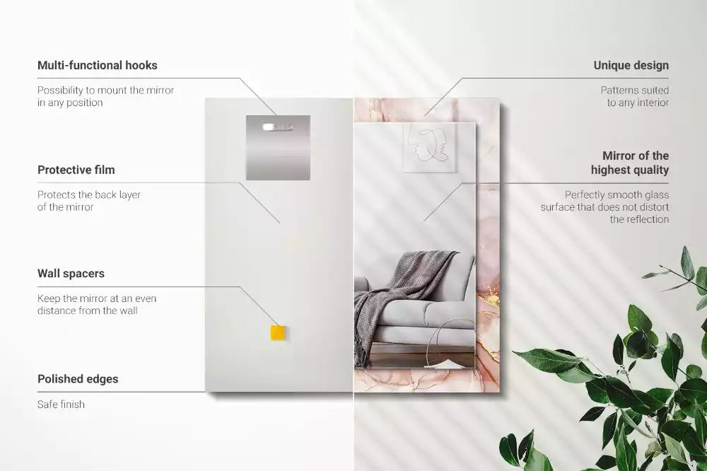 Rechthoekige spiegel met bedrukte lijst Abstracte aquarelkunst