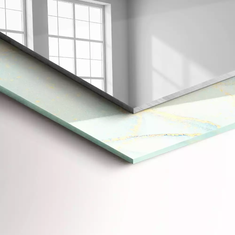 Rechthoekige spiegel met bedrukte lijst Abstracte aquarelkunst