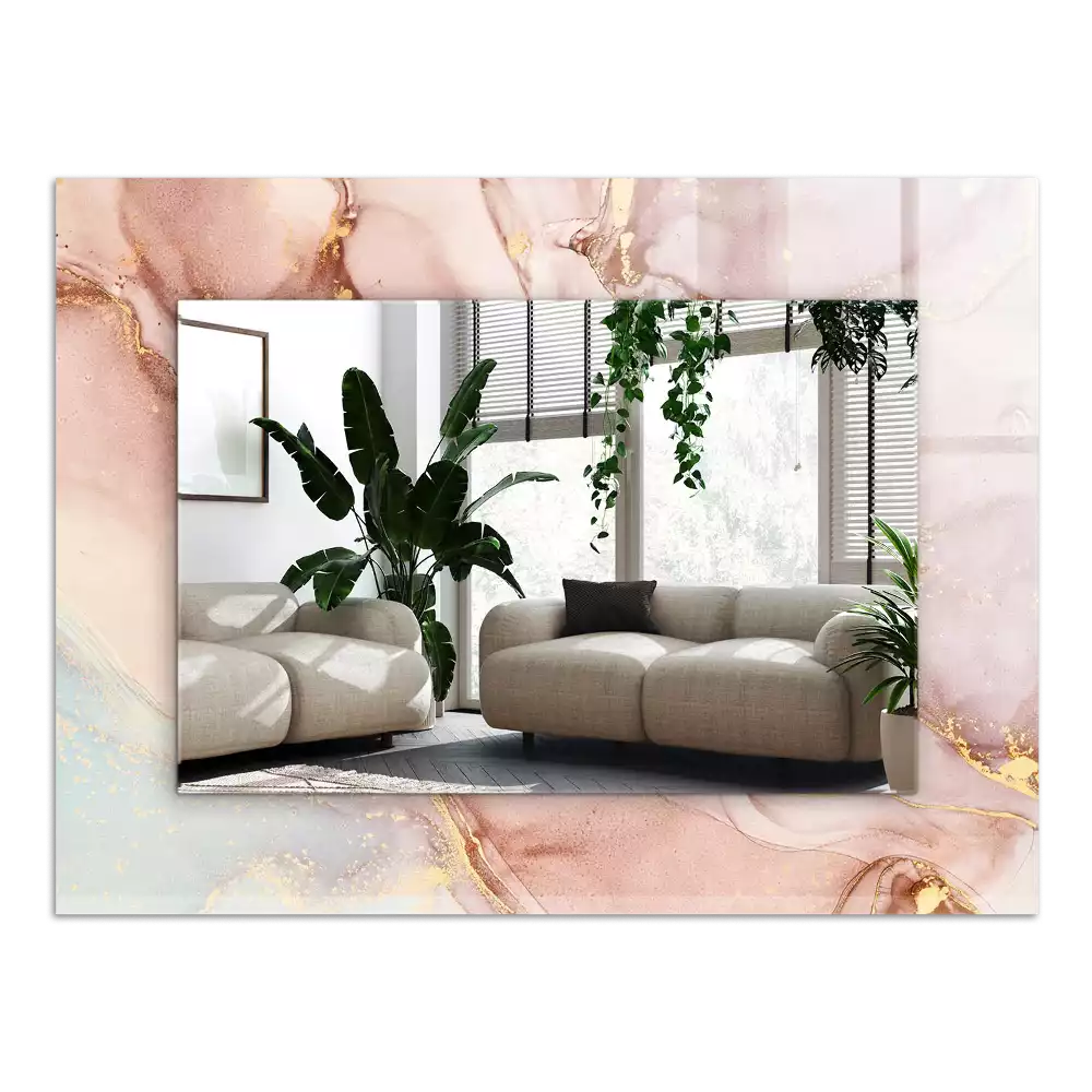 Rechthoekige spiegel met bedrukte lijst Abstracte aquarelkunst