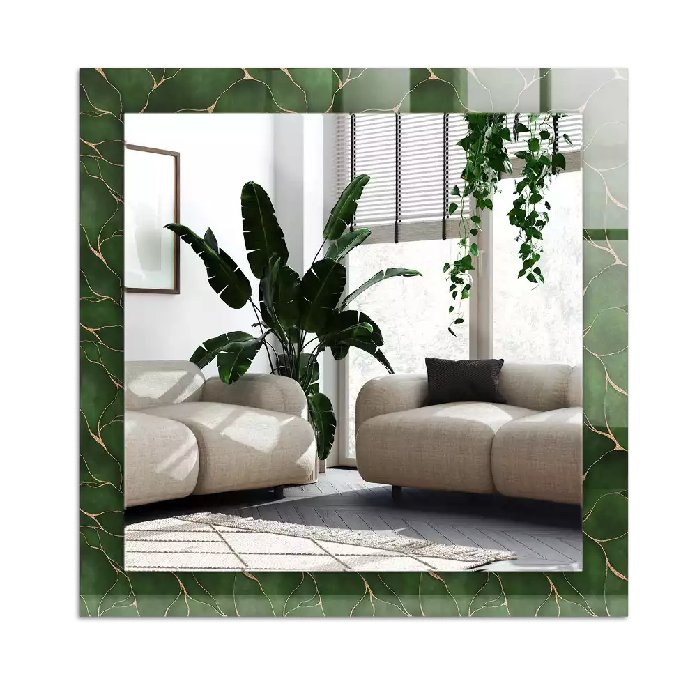 Rechthoekige spiegel met decoratie Groen bladerenpatroon
