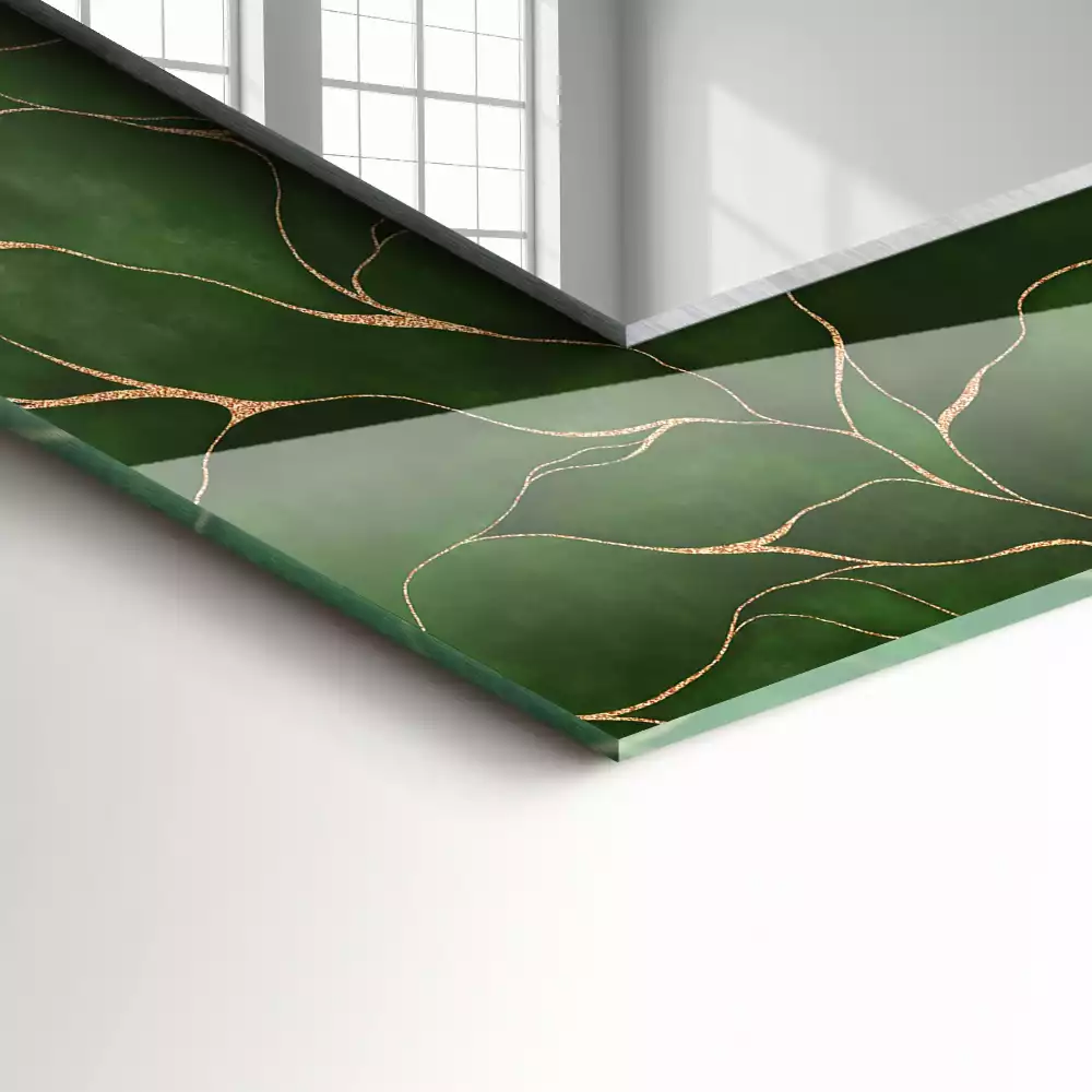 Rechthoekige spiegel met decoratie Groen bladerenpatroon