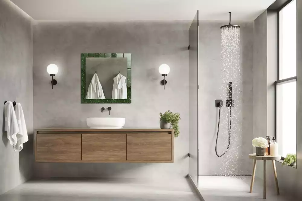 Rechthoekige spiegel met decoratie Groen bladerenpatroon