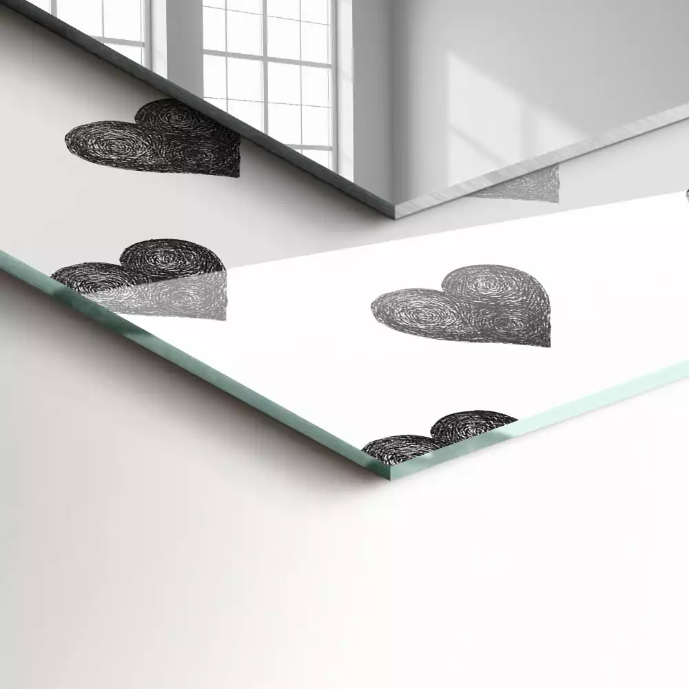 Bedrukte rechthoekige spiegel Zwart hartenpatroon