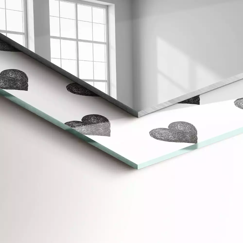 Bedrukte rechthoekige spiegel Zwart hartenpatroon