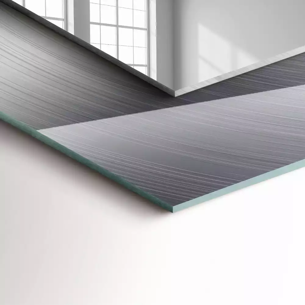 Rechthoekige spiegel met bedrukte lijst Rond metalen oppervlak